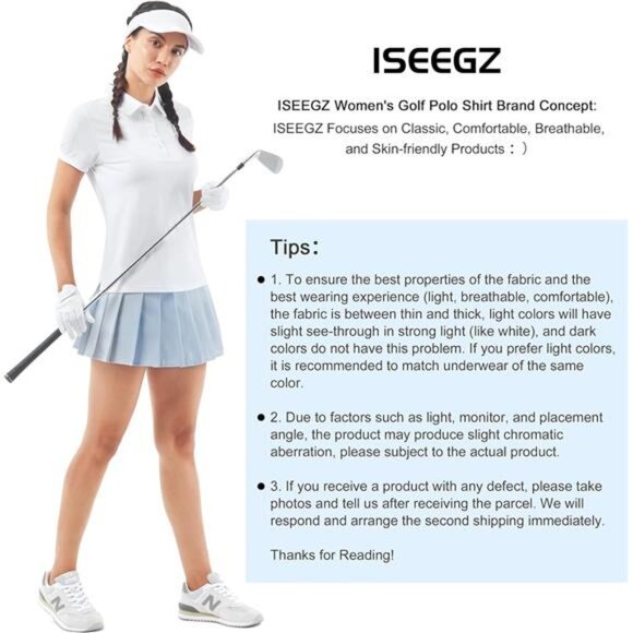Women's Golf Shirt Short Long Sleeve Polo Shirts Lightweight Quick-Dry Workout - Picture 5 of 7